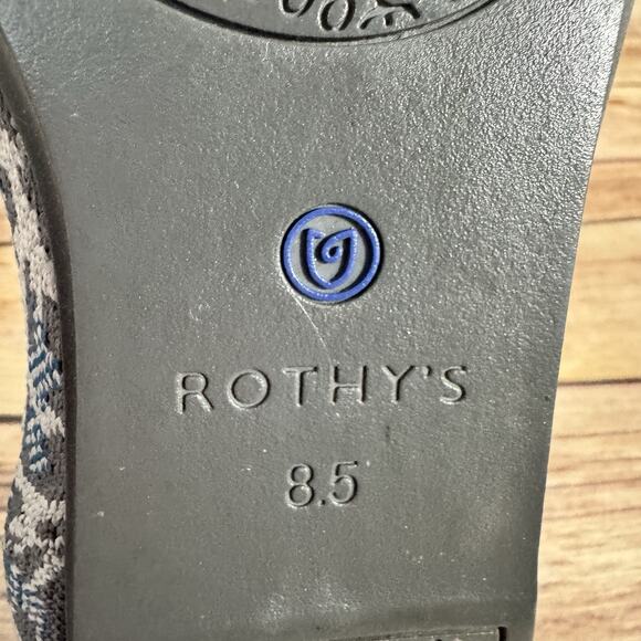 Rothys Womens Gray Blue Leopard Round Toe Flat Casaul Comfort Shoes Size 8.5 - Picture 8 of 10